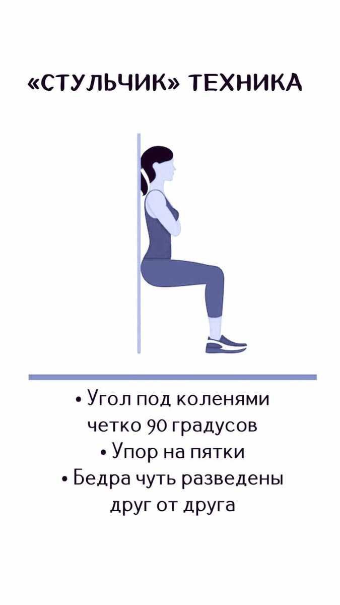 Упражнение стульчик у стены и без: какие мышцы работают, польза и как правильно делать