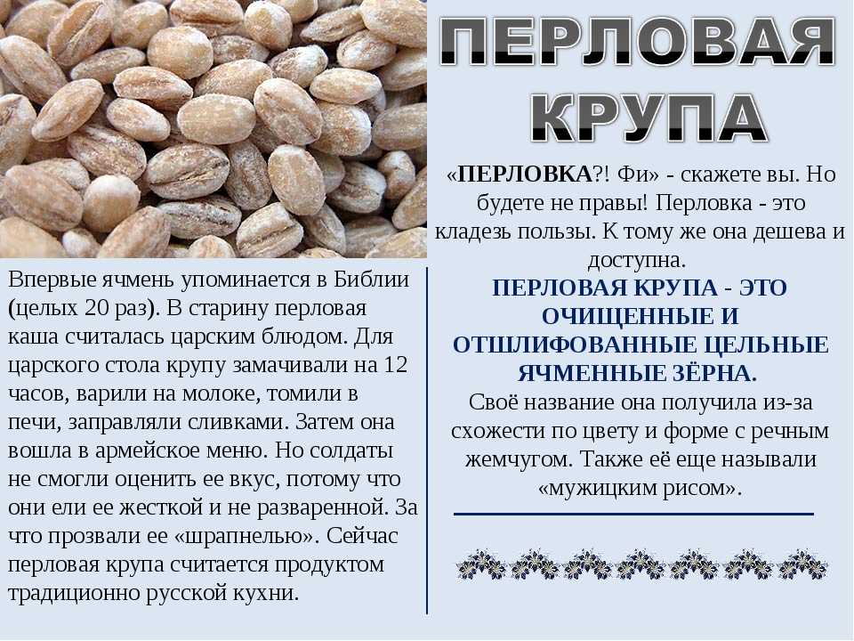 Крупа ячневая — химический состав, пищевая ценность