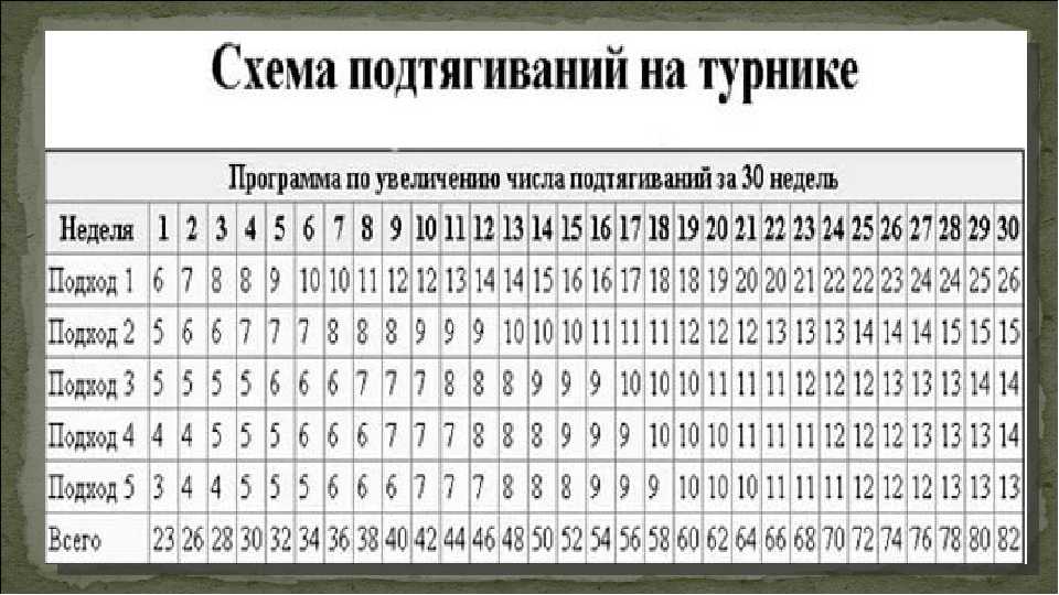 Схема подтягиваний с нуля